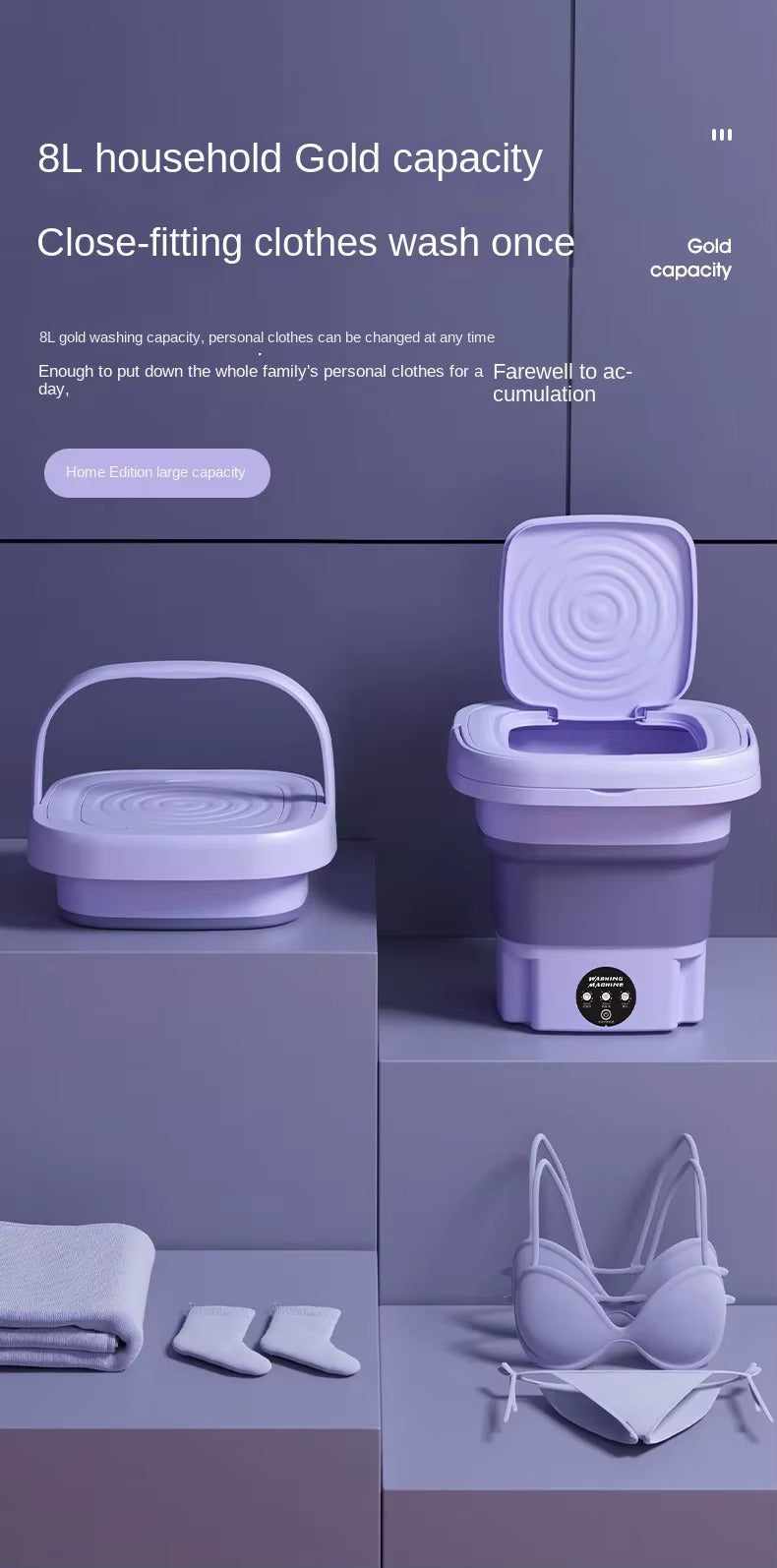 Gizmoteria™ 8L Portable Folding Washing Machine